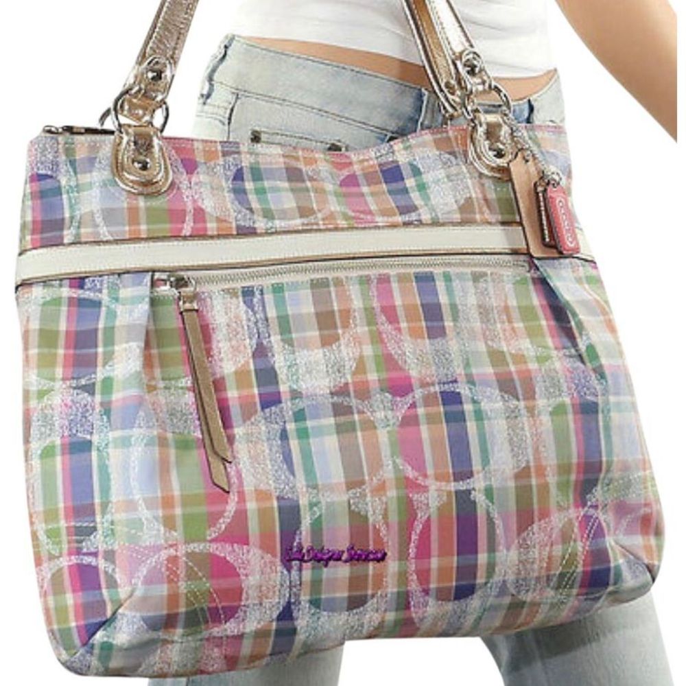 New Rare Poppy Daisy Madras Glam Tote - Picture 5 of 11